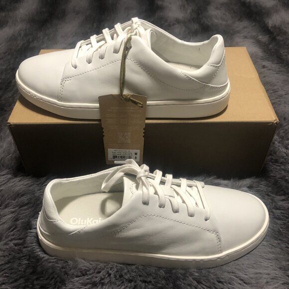 OluKai Shoes - OluKai Women’s Pehuea Li ‘Ili Bright White Lace Up Shoes, Size 8, 20433-WBWB